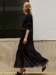 Baukjen Alice Recycled Lace Black Midi Skirt - Image 2 of 4