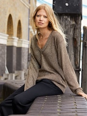 Baukjen Lyra Sparkle V-Neck Brown Jumper - Image 2 of 5
