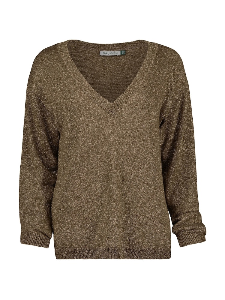 Baukjen Lyra Sparkle V-Neck Brown Jumper - Image 5 of 5
