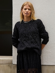 Baukjen Lumi Sparkle Stitch Detail Black Jumper - Image 1 of 5