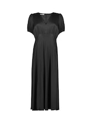 Baukjen Cathy Satin V-Neck Black Midi Dress - Image 5 of 5