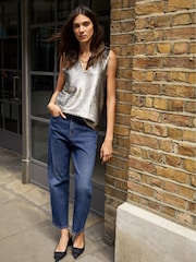 Baukjen Silver Ourania Recycled Sequin V-Neck Top - Image 2 of 4