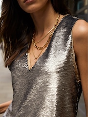 Baukjen Silver Ourania Recycled Sequin V-Neck Top - Image 3 of 4
