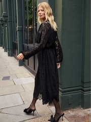 Baukjen Caro Recycled Lace Black Midi Dress - Image 2 of 4
