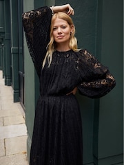 Baukjen Caro Recycled Lace Black Midi Dress - Image 3 of 4