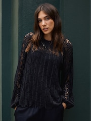 Baukjen Coline Recycled Lace Sheer Black Top - Image 1 of 4