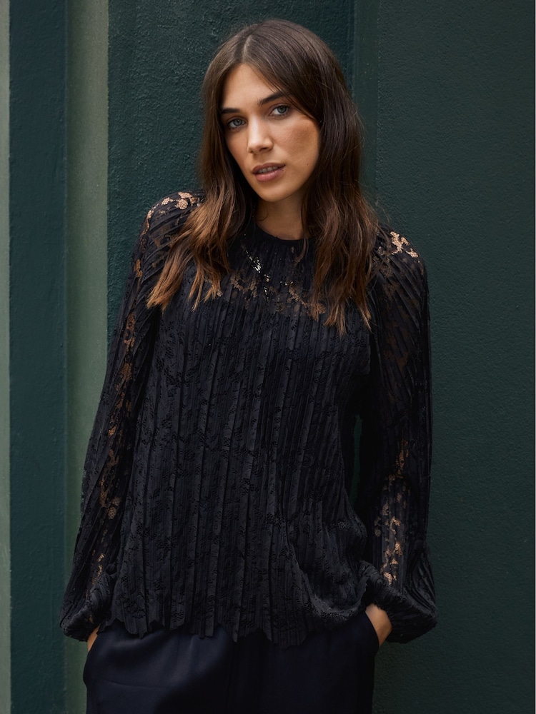 Baukjen Coline Recycled Lace Sheer Black Top - Image 1 of 4