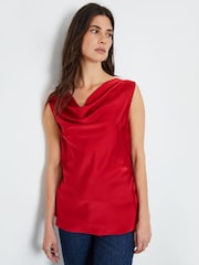Another Sunday Red Satin Sleeveless Cowl Cami Top - Image 3 of 4