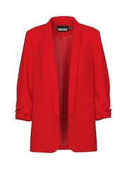 PIECES Red Ruched Sleeve Blazer - Image 4 of 5
