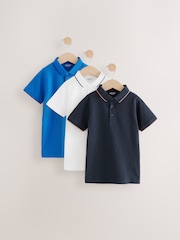 Weiß/Kobaltblau/Marineblau - Short Sleeve Polo Shirts 3 pack (3-16yrs) - Bild 1 von 7