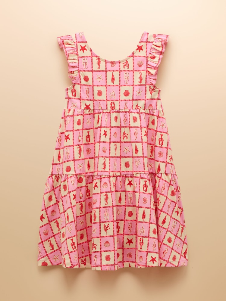 Joules Butterfly Green & Pink Frill Sleeve Print Dress Two Pack - Image 2 of 9