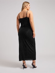 Yours Curve Black London Burn Out Velour Column Dress - Image 3 of 5