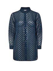 Yours Curve Blue London Spot Burnout Shirt - Image 5 of 5