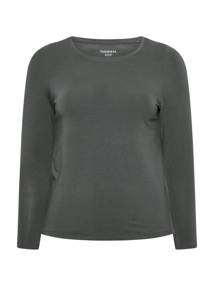 Yours Curve Grey Thermal Heat Long Sleeve Top - Image 5 of 5
