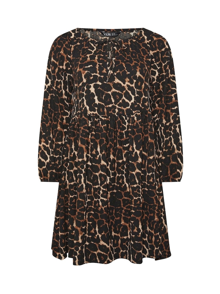 Yours Curve Leopard Print Tie Neck Textured Dress - Imagen 5 de 5 Yours Curve Leopard Print Tie Neck Textured Dress - Imagen 5 de 5