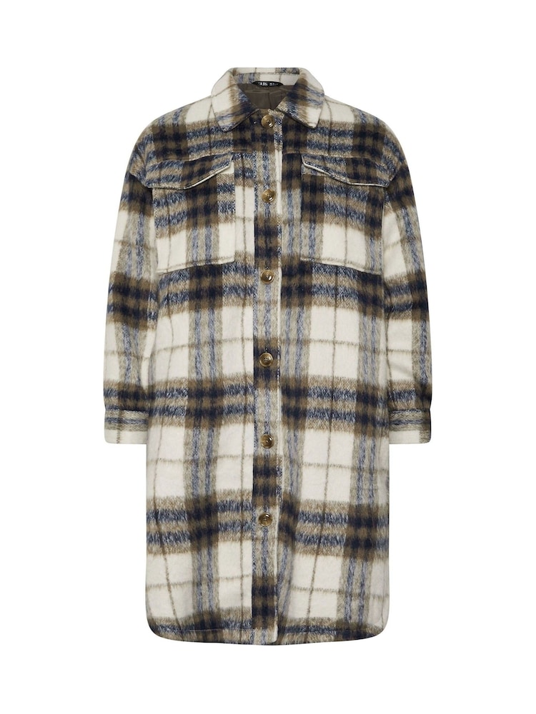Yours Curve Blue Longline Checked Shacket - Image 5 of 5