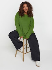 Yours Curve Green Drop Shoulder Solid Jumper - Image 1 of 5