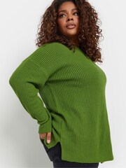 Yours Curve Green Drop Shoulder Solid Jumper - Image 3 of 5