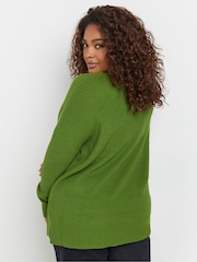 Yours Curve Green Drop Shoulder Solid Jumper - Image 4 of 5