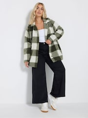 Yours Curve Green Fleece Teddy Fleece Jacket - Image 2 of 5