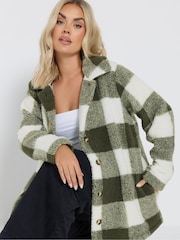 Yours Curve Green Fleece Teddy Fleece Jacket - Image 4 of 5
