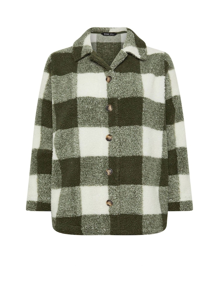 Yours Curve Green Fleece Teddy Fleece Jacket - Image 5 of 5