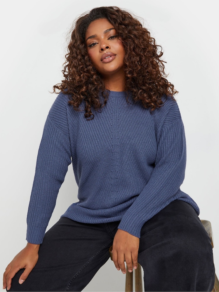 Yours Curve Blue Essential Jumper - Image 1 of 5