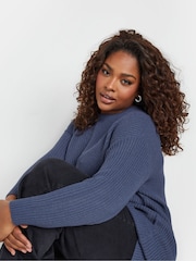 Yours Curve Blue Essential Jumper - Image 4 of 5