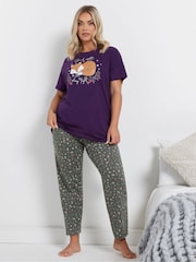 Yours Curve Goodnight Sleep Tight Slogan 100% Cotton Pyjamas Set - صورة 1 من 5