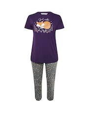 Yours Curve Goodnight Sleep Tight Slogan 100% Cotton Pyjamas Set - صورة 5 من 5