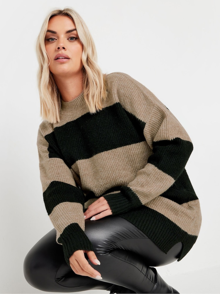 Yours Curve Black Colourblock Jumper - Image 1 of 5 Yours Curve Black Colourblock Jumper - Image 1 of 5