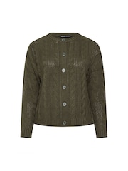Yours Curve Green Cropped Cable Cardigan - Image 5 of 5