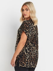 Yours Curve Brown Leopard Print Grown On T-Shirt - Image 2 of 5