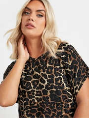 Yours Curve Brown Leopard Print Grown On T-Shirt - Image 4 of 5