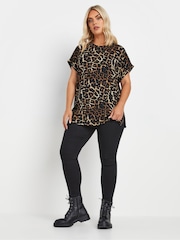 Yours Curve Brown Leopard Print Grown On T-Shirt - Image 5 of 5
