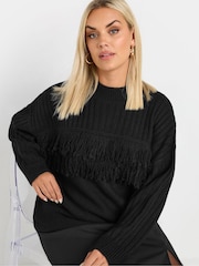 Yours Curve Black Fringe Jumper - Image 4 of 5