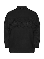 Yours Curve Black Fringe Jumper - Image 5 of 5
