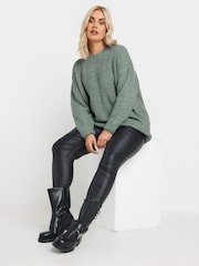 Yours Curve Blue Drop Shoulder Twist Jumper - Image 2 of 5