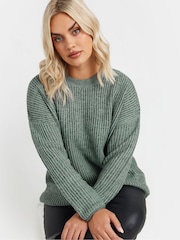 Yours Curve Blue Drop Shoulder Twist Jumper - Image 4 of 5