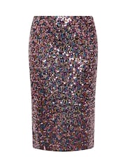 Yours Curve Pink London Sequin Skirt - Image 5 of 5