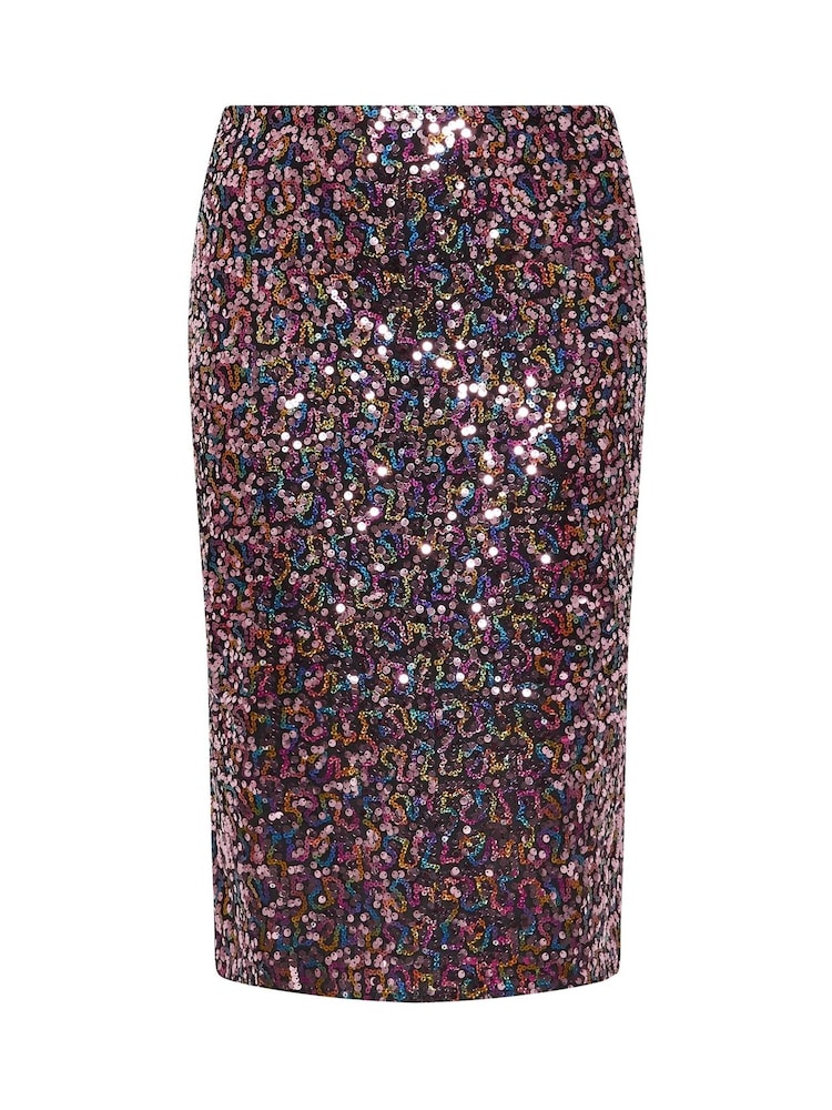 Yours Curve Pink London Sequin Skirt - Image 5 of 5 Yours Curve Pink London Sequin Skirt - Image 5 of 5