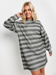 Yours Curve Grey Soft Touch Ribbed Jumper Dress - Image 1 of 5