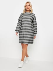 Yours Curve Grey Soft Touch Ribbed Jumper Dress - Image 2 of 5