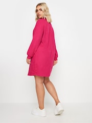 Yours Curve Pink Soft Touch Zip Neck Jumper Dress - Image 3 of 5