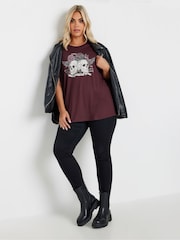 Yours Curve Purple Embellished Skull Graphic Print T-Shirt - Image 2 of 5