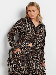 Yours Curve Brown Leopard Shirt - Image 2 of 5