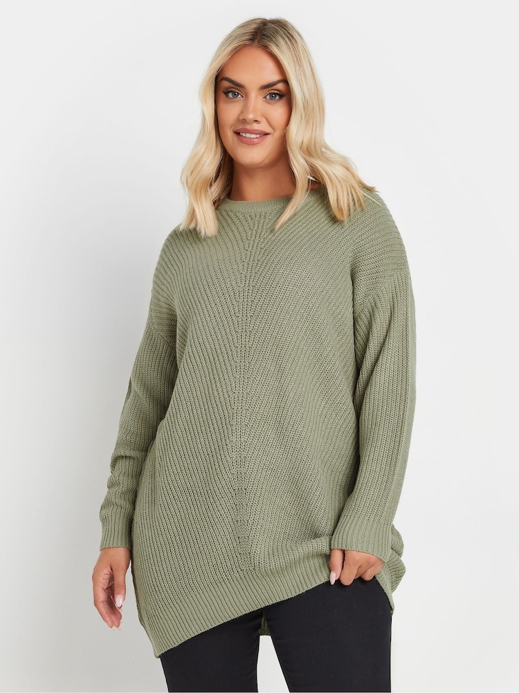 Yours Curve Green Essential Jumper - Image 1 of 5 Yours Curve Green Essential Jumper - Image 1 of 5