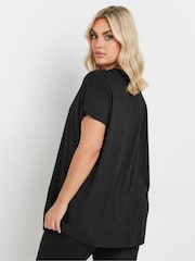 Yours Curve Black Eyelet Heart 100% Cotton T-Shirt - Image 3 of 5