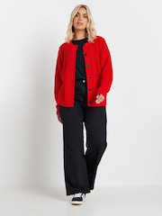 Yours Curve Red Cropped Cable Cardigan - Image 5 of 6