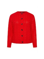 Yours Curve Red Cropped Cable Cardigan - Image 6 of 6